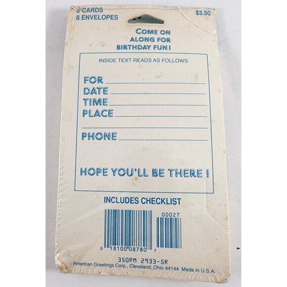 NOS Vintage Forget Me Not American Greetings Racecar Birthday Invitations Envelo - Picture 2 of 3